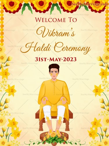 Online haldi editable banner template