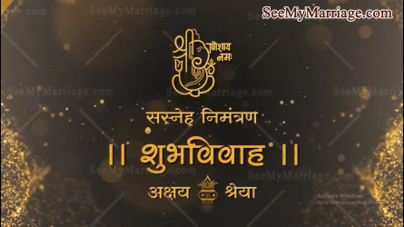 Sparkly Marathi Wedding Invitation Video Golden Ganesha