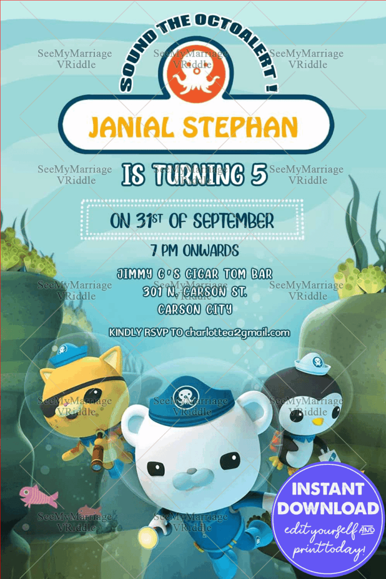 Blue Octanaut Birthday Invitation Card Underwater Theme