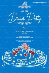 Blue Theme cocktail Dinner Party Invitation Round Table