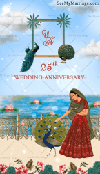 Caricature Theme 25th Wedding Anniversary Invitation Video Rajputana Style