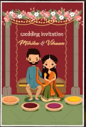 Cute Cartoon Theme Wedding Save The Date Invitation Video Multi Event