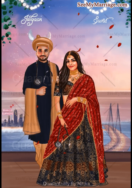 Dr Caricature  Engagement Invitation Video Two States Story