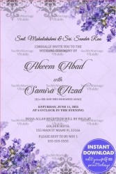 Floral Wedding Invitation Card Lilac Lavender Colours
