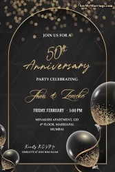 Grand 50th Aniversary Invitation Card Black Tie Cocktail Party