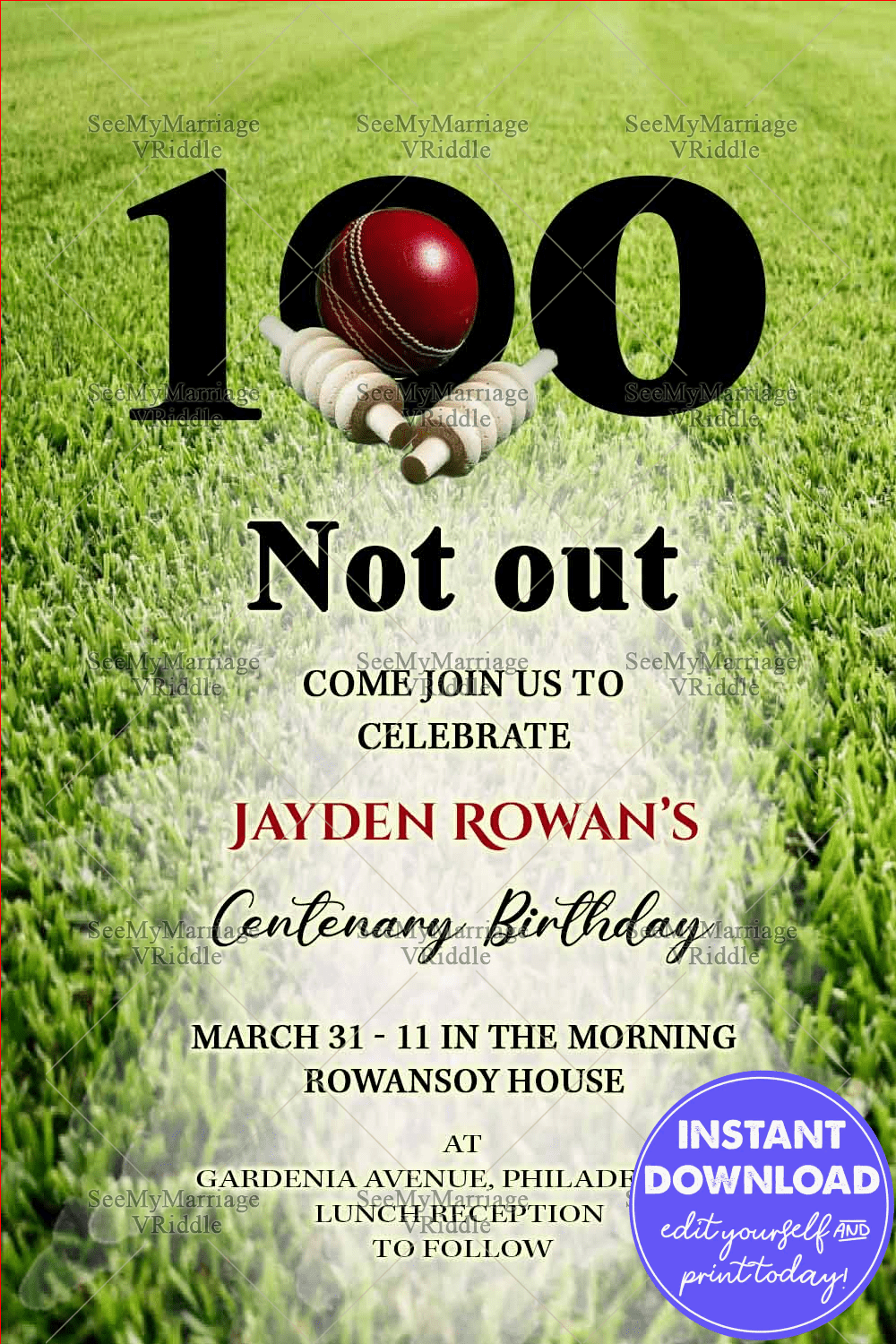 It's A Ton Centenary Birthday Invitation Sports Theme