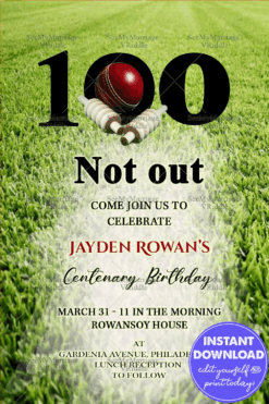 It's A Ton Centenary Birthday Invitation Sports Theme