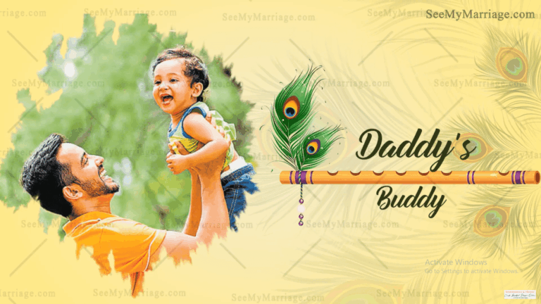 Theme Krishna 1st Birthday Invitation Video Peacock feathers