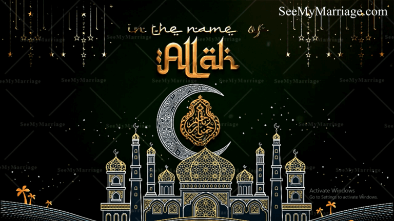 Traditional Muslim Nikah Wedding Invitation Video Glittering Stars Mosque