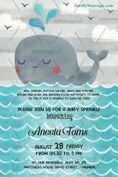 Whale Spout Cute Baby Sprinkle Invitation Card Blue Theme