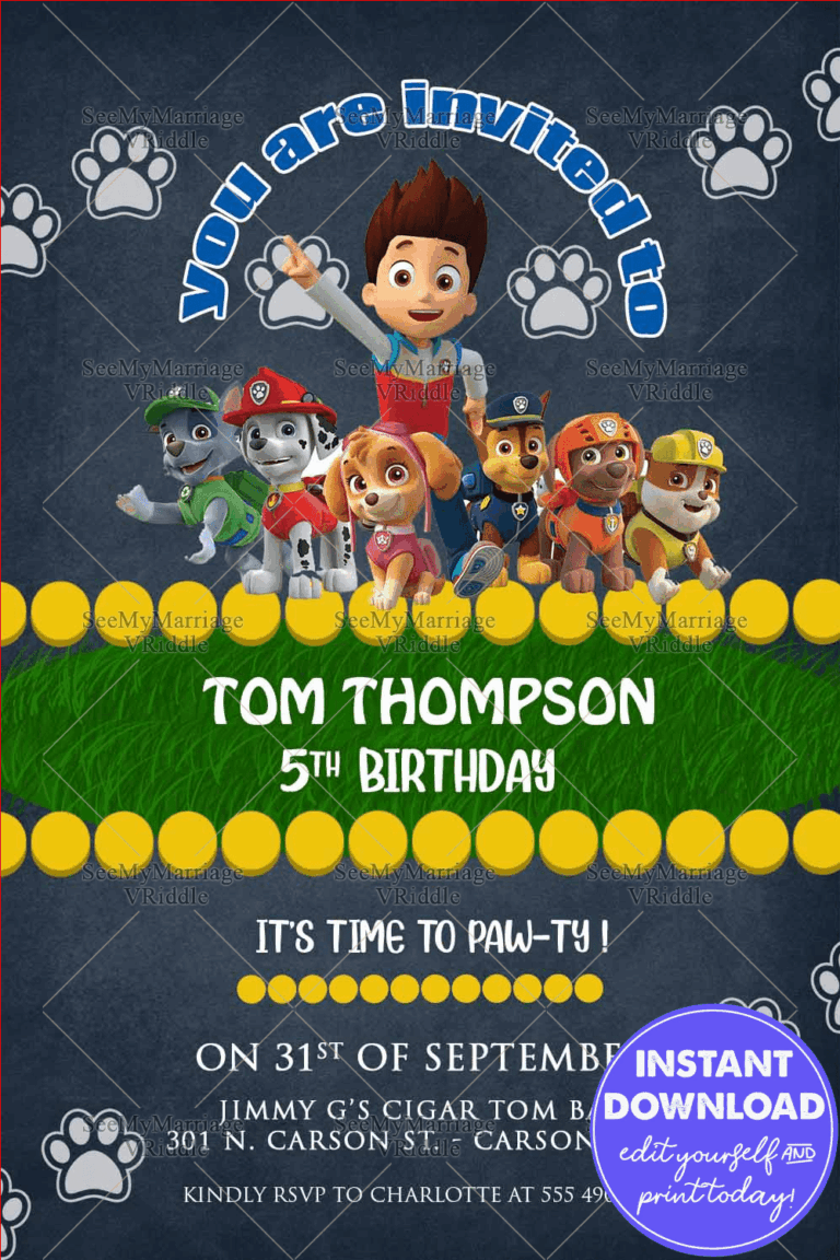 Alex Paw Patrol Birthday Invitation Card Puppy Squad
