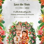 Bengali Floral Arch Theme Wedding Invitation