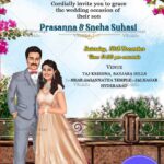 Caricature Love Wedding Invitation Card Balcony Garden Floral