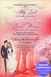 Christian Wedding Invitation Card Pink Watercolour Theme