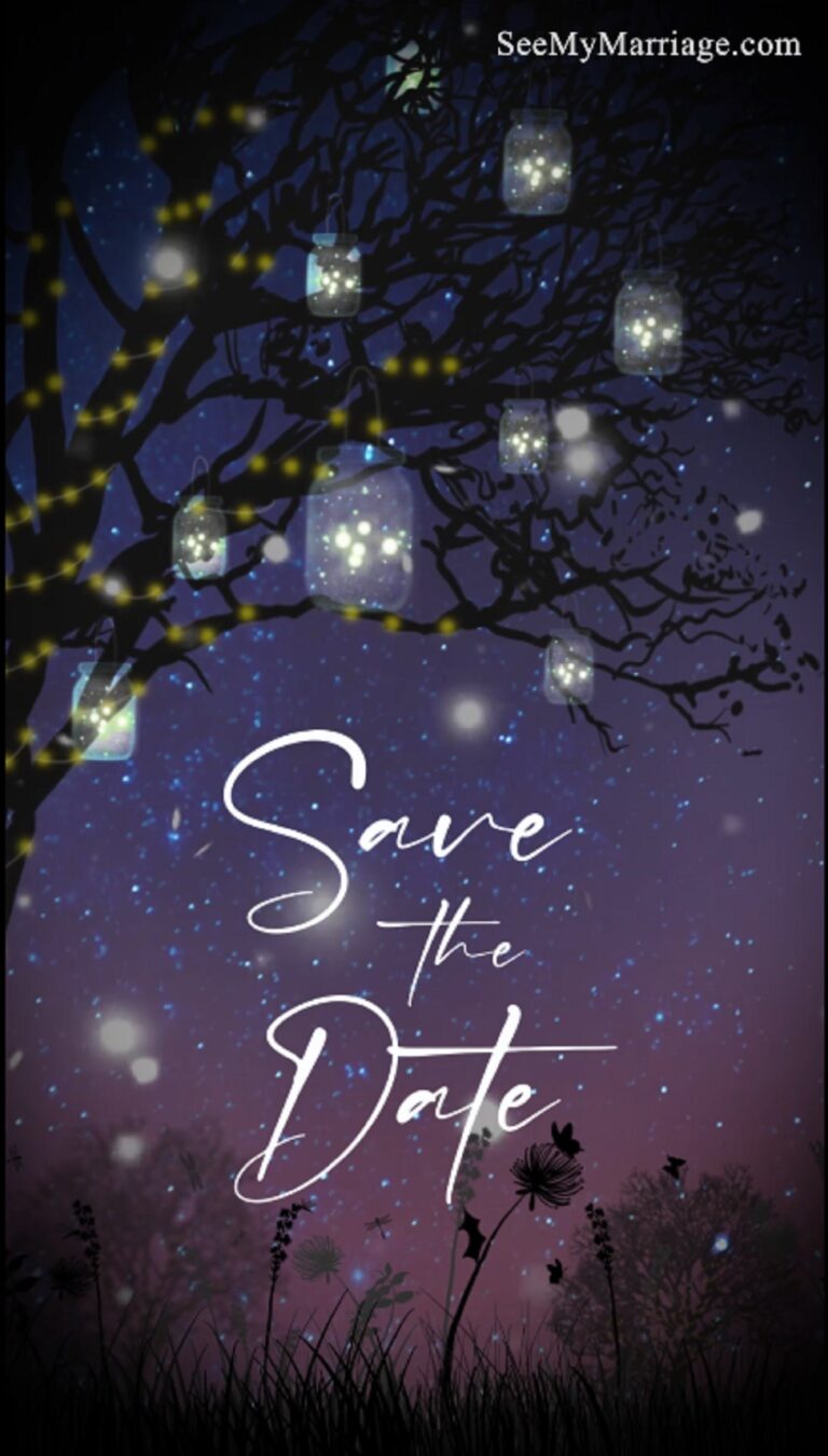 Glowing Fireflies Save The Date Wedding Invitation Dreamy Starlit Sky