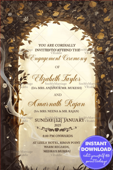 Floral Arch Engagement Invitation Card Painting Theme 227600
