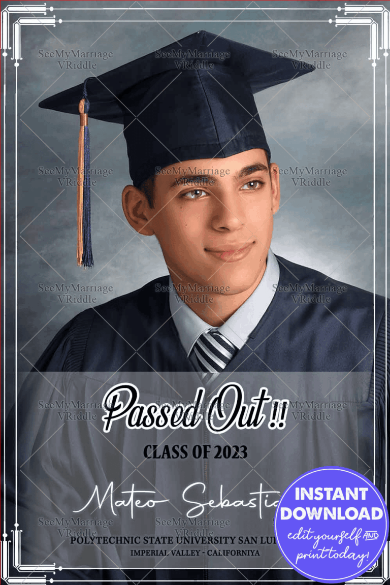 Fun Passed Out Graduation Announcement Add Photo