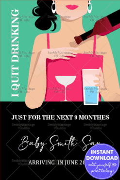 Fun Quit Drinking Pregnancy Announcement 70s Inspo