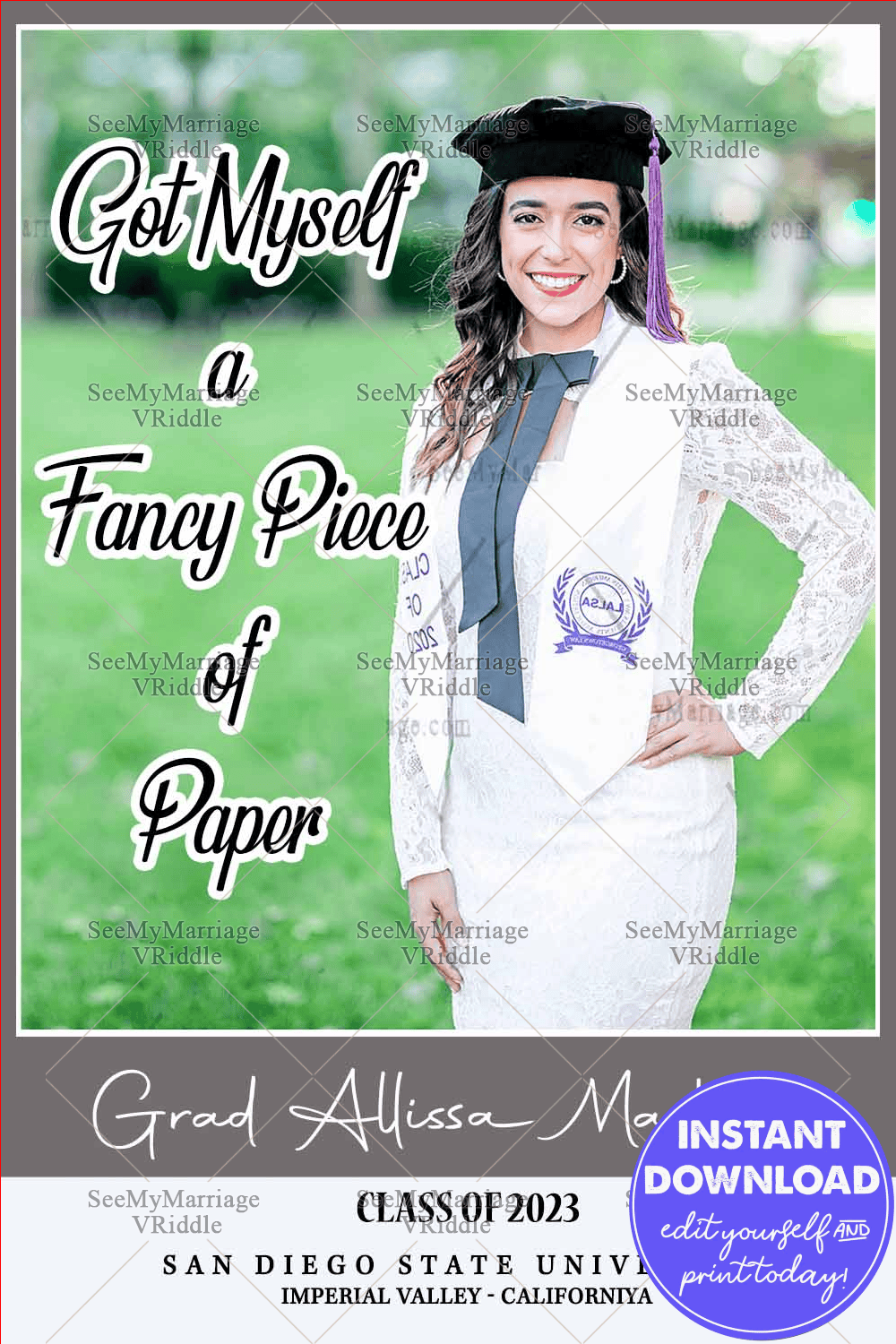 Fun Tagline Graduation Announcement Add Photo