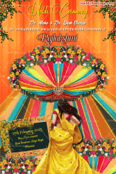 Grand Haldi Ceremony Invitation Card Multicolour Floral Decor