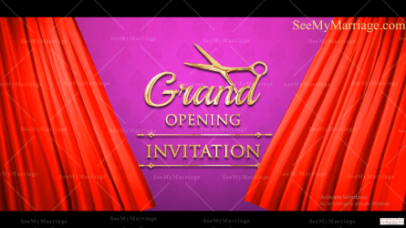 Grand Reveal Business Inauguration Invitation Video Purple Theme Red Curtain