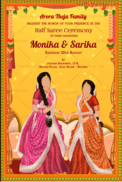 Grand Traditions Halfsaree Invitation Video Telugu sisters