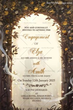 Rustic Floral Arch Engagement Invitation Video Add Photo
