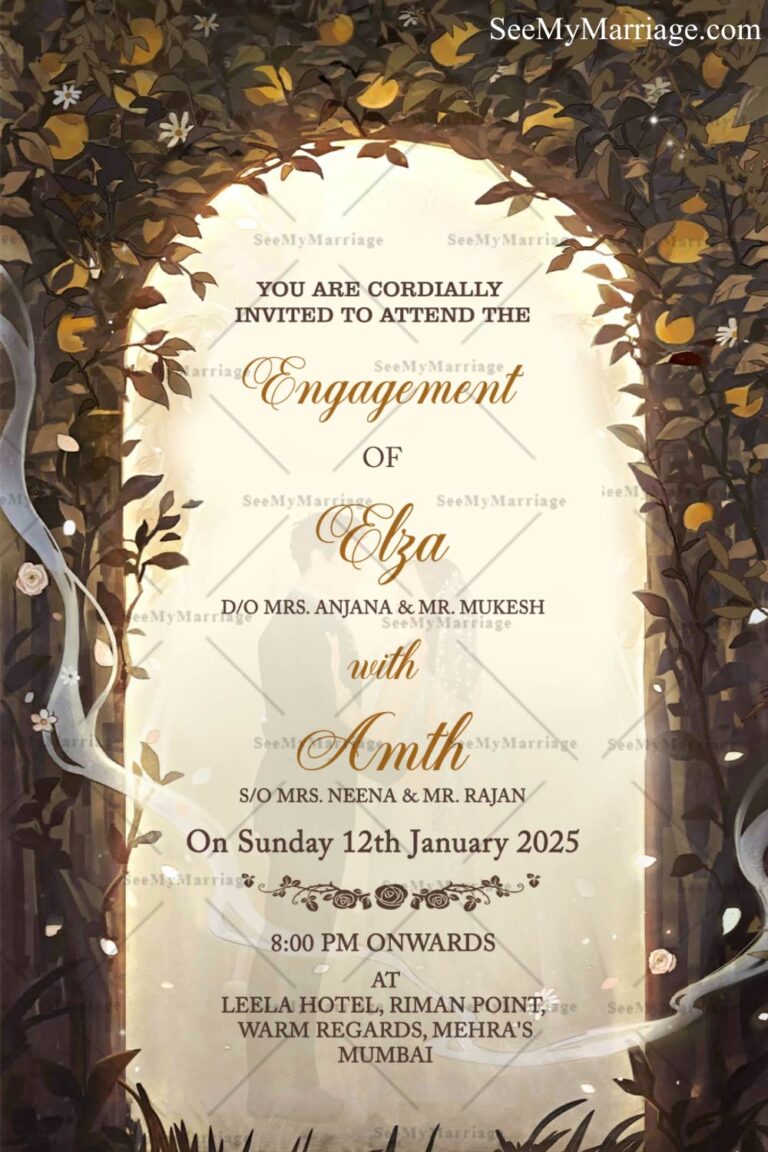 Rustic Floral Arch Engagement Invitation Video Add Photo