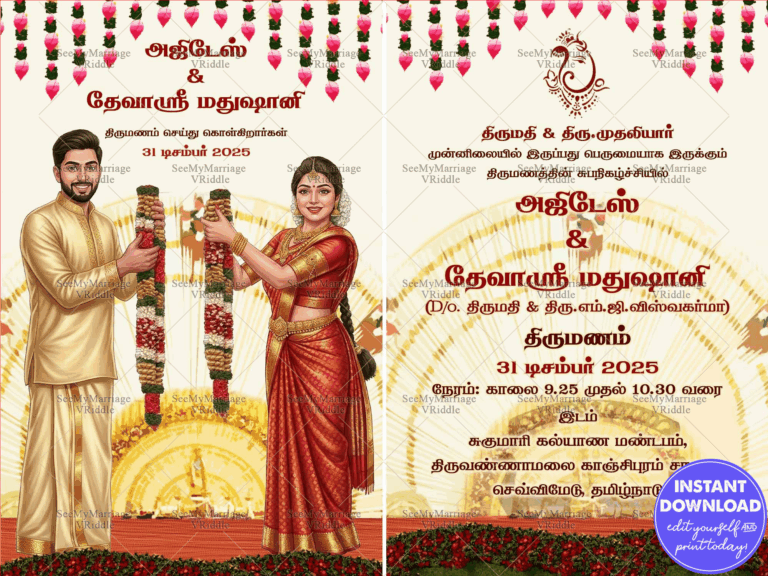 Traditional Tamil Wedding Invitation Card Grand Stage