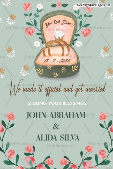 Vintage Ring Box Wedding Announcement Floral Green Theme