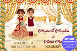 Wedding Banner Indian Couple Cartoon Grand Floral decor