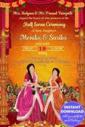 traditional-two-sisters-saree-half-function-invitation