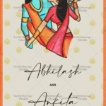 Artistic Cream Wedding Invitation Card Radha Krishna Theme