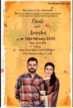 Caricature Style Grand Wedding Invitation Video Temple Theme