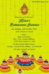 Green Theme Bathukamma Pooja Invitation Card