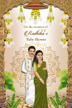 Indian Baby Shower Couple Caricature Invitation Video Ten Little Toes Poem