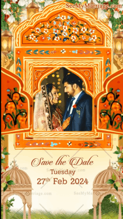 Modern Classic Wedding Invitation Video Palace Window Grandeur Add Photo