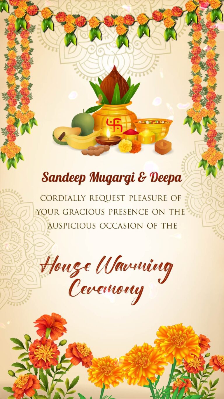 Musical Housewarming Invitation Video Hanging Marigold Theme
