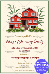 Red Mansion Housewarming Invitation White Theme