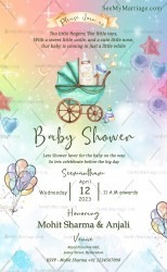 Sparkling Baby Shower Invitation Card Colourful Star Heart Balloons