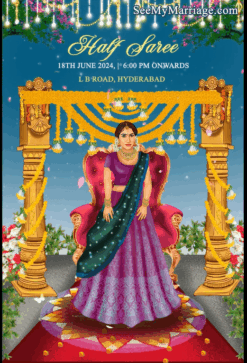 Tradition Caricature Style Halfsaree Invitation Video Blooming Garden