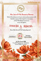 Traditional Pastel Pink Wedding Invitation Card Orange Lotus
