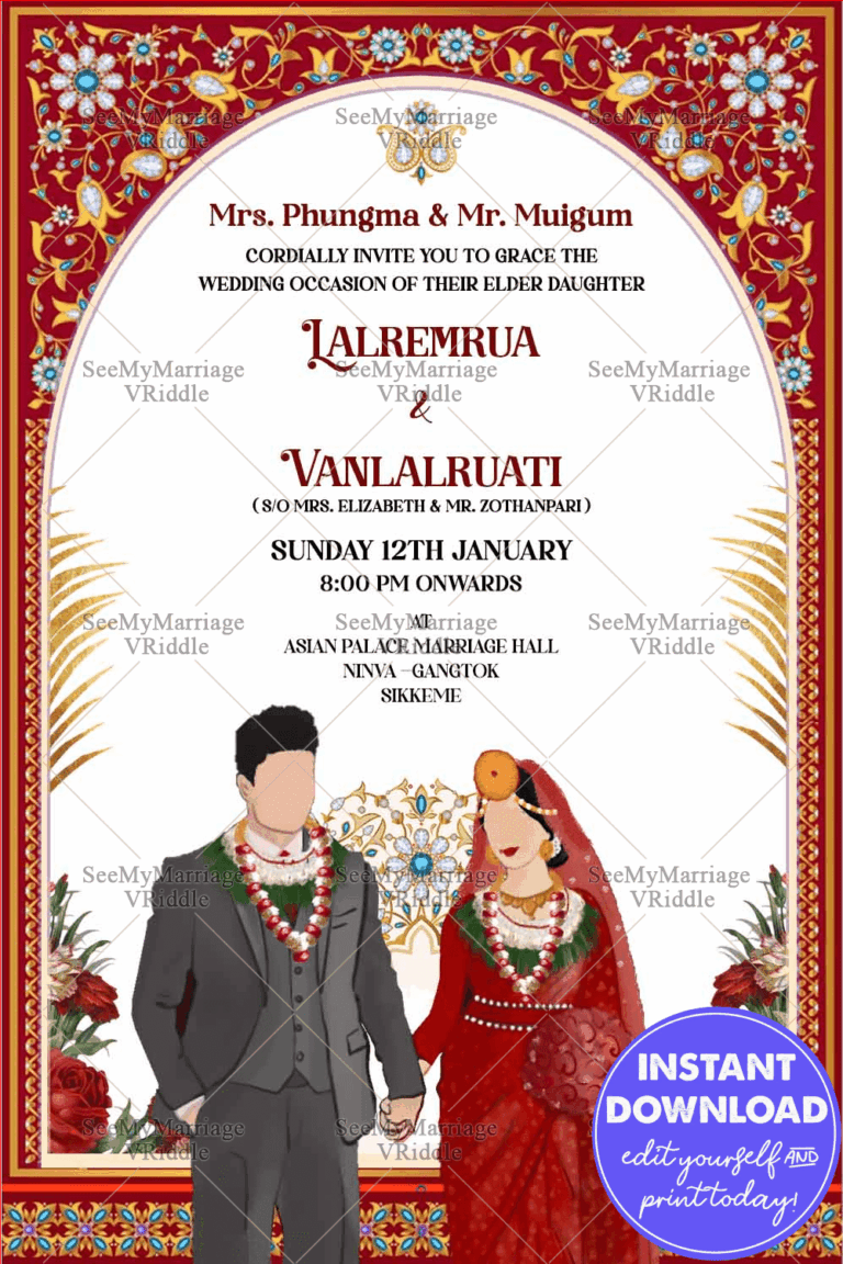 Modern Sikkimese Wedding Invitation Card Traditional Red