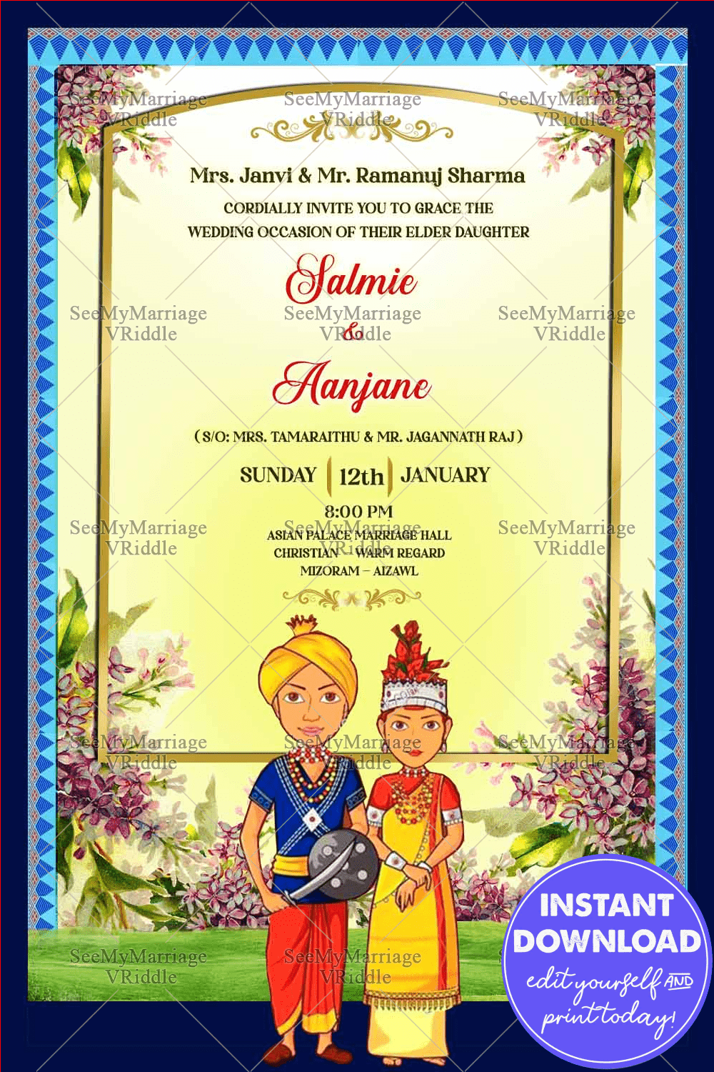 Authentic Mizo Wedding Invitation Card Traditional Culture
