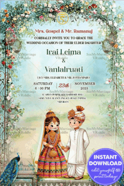 Cute Manipuri Wedding Invitation Card Floral Arch