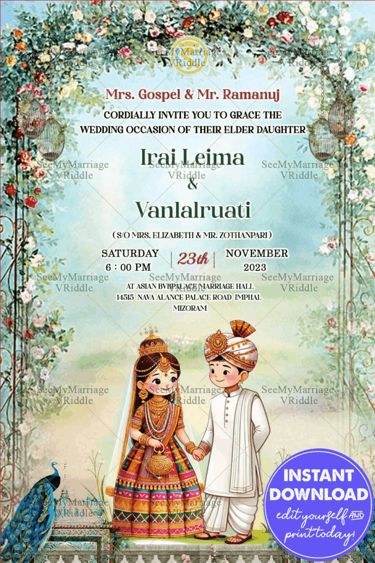 Cute Manipuri Wedding Invitation Card Floral Arch