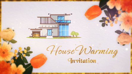 Floral Theme House Warming Invitation Simple White