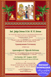 Ganesha Blessings Upanayanam Ceremony Invitation Card Traditional Red