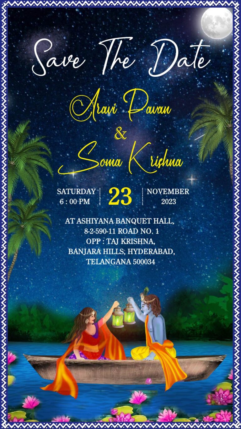 Radha Krishna Wedding Invitation Video Rass Leela Blue Theme