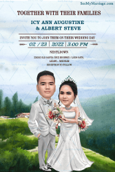 Mizoram Caricature Christian Wedding Invitation Card Scenic Hills